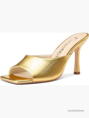 Square Toe Open Toe Heeled Sandals Slip-On Mules Stiletto Heels